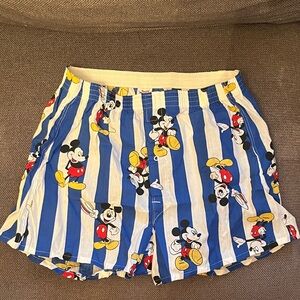 Hanes VINTAGE Blue/White Striped Boxer Shorts Mickey Disney Print